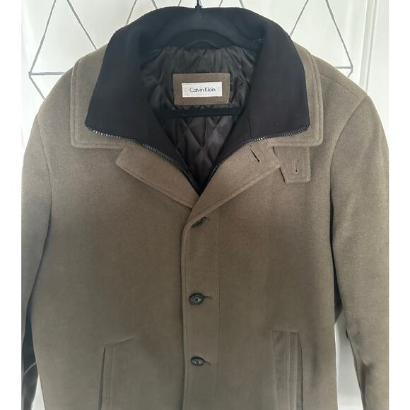 Calvin Klien Men's Wool Blend Car Coat w/quilted lining for extra warmth 44R - Picture 2 of 4
